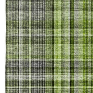 HomeRoots 8' X 10' Washable Plaid Area Rug in Green, Gray, Ivory – UV Protection, Perfect for Families & Pets 648272
