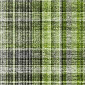 HomeRoots 9' X 12' Washable Plaid Area Rug in Green, Gray & Ivory - Stain Resistant, UV Protected & Durable! 648273