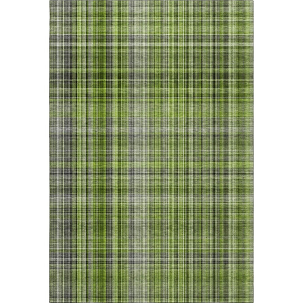 HomeRoots 10' X 14' Washable Area Rug in Green, Gray & Ivory Plaid - UV Protected, Durable & Stylish Home Decor 648274
