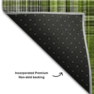 HomeRoots 10' X 14' Washable Area Rug in Green, Gray & Ivory Plaid - UV Protected, Durable & Stylish Home Decor 648274