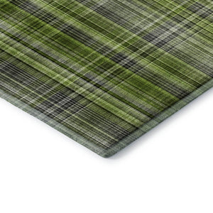 HomeRoots 10' X 14' Washable Area Rug in Green, Gray & Ivory Plaid - UV Protected, Durable & Stylish Home Decor 648274