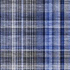HomeRoots 5' X 8' Stylish Navy Blue and Gray Plaid Area Rug - Durable, Stain Resistant, UV Protected for Busy Homes 648276