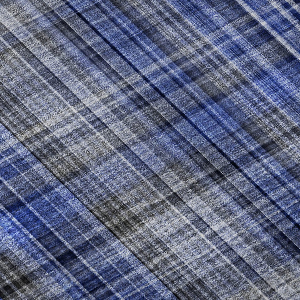 HomeRoots 8' Navy Blue & Gray Plaid Washable Round Rug - Durable, Stylish, UV-Protected for Every Space! 648277