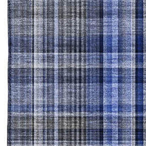 HomeRoots 8' X 10' Navy Blue & Gray Plaid Area Rug – Stylish, Washable, UV-Protected for Daily Use & Easy Care 648278