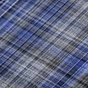 HomeRoots 8' X 10' Navy Blue & Gray Plaid Area Rug – Stylish, Washable, UV-Protected for Daily Use & Easy Care 648278