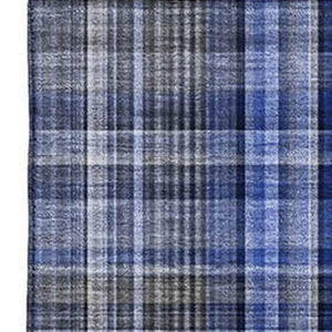 HomeRoots 10' X 14' Navy Blue & Gray Plaid Washable Area Rug - UV Protected, Stain Resistant, Durable Design 648280