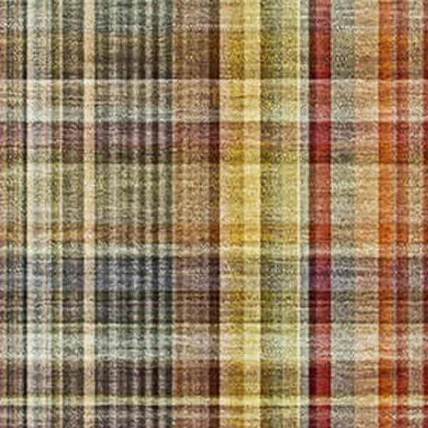 HomeRoots 5' X 8' Washable Rust Gold Green Plaid Area Rug with UV Protection for Family Spaces & High Traffic 648282