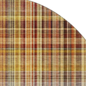 HomeRoots 8' Washable Round Rug in Rust, Gold & Green Plaid – Durable, Stain Resistant & UV Protected Decor Piece 648283
