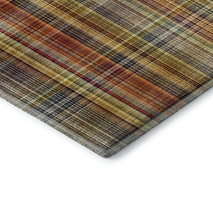 HomeRoots 9' X 12' Rustic Plaid Area Rug in Rust, Gold & Green – Washable, Stain Resistant & UV Protected! 648285