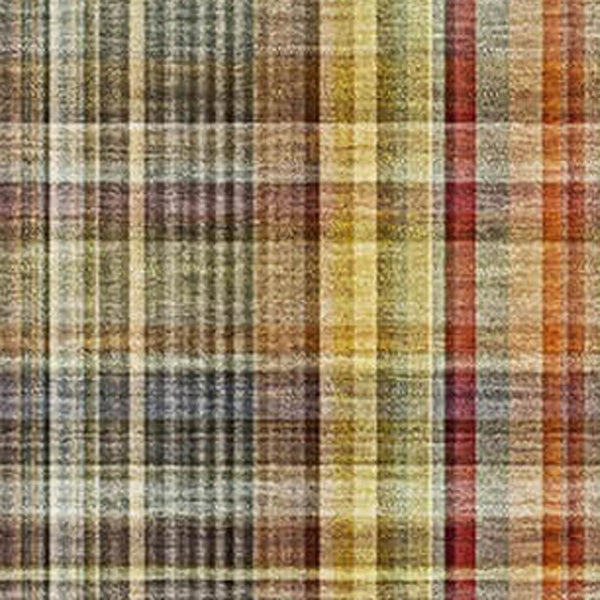 HomeRoots 9' X 12' Rustic Plaid Area Rug in Rust, Gold & Green – Washable, Stain Resistant & UV Protected! 648285