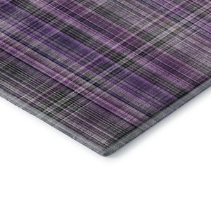 HomeRoots 8' Purple Plaid Round Rug - Washable, UV-Protected, Stain-Resistant, Perfect for Busy Homes & Patios 648289