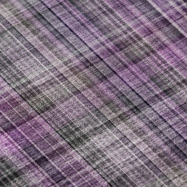 HomeRoots 8' Purple Plaid Round Rug - Washable, UV-Protected, Stain-Resistant, Perfect for Busy Homes & Patios 648289