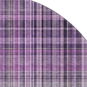HomeRoots 8' Purple Plaid Round Rug - Washable, UV-Protected, Stain-Resistant, Perfect for Busy Homes & Patios 648289