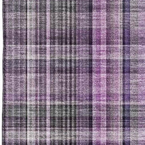 HomeRoots 8' X 10' Purple And Gray Plaid Washable Area Rug - UV Protected, Stain Resistant & Easy Care Solution 648290
