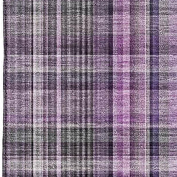 HomeRoots 8' X 10' Purple And Gray Plaid Washable Area Rug - UV Protected, Stain Resistant & Easy Care Solution 648290
