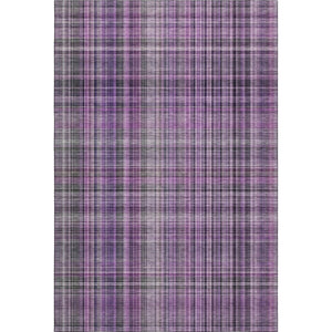 HomeRoots 10' X 14' Purple and Gray Plaid Washable Area Rug - UV Protected, Stain Resistant, Easy Care Design 648292