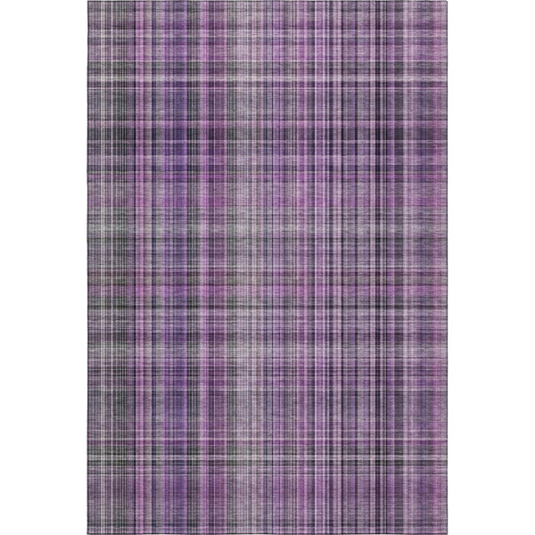 HomeRoots 10' X 14' Purple and Gray Plaid Washable Area Rug - UV Protected, Stain Resistant, Easy Care Design 648292