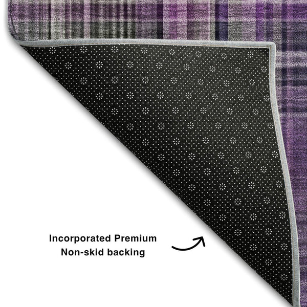 HomeRoots 10' X 14' Purple and Gray Plaid Washable Area Rug - UV Protected, Stain Resistant, Easy Care Design 648292