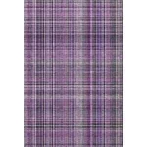 HomeRoots 10' X 14' Purple and Gray Plaid Washable Area Rug - UV Protected, Stain Resistant, Easy Care Design 648292