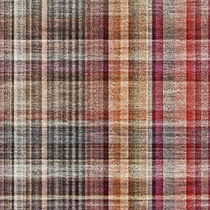 HomeRoots 5' X 8' Red Ivory Gold Plaid Area Rug - Washable, UV Protected, Ideal for Homes with Kids & Pets 648294