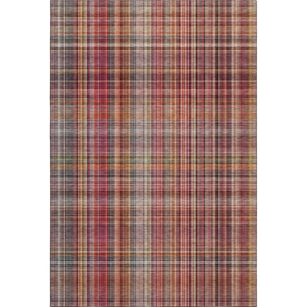 HomeRoots 8' X 10' Washable Red Ivory Gold Plaid Area Rug - Durable, Stain-Resistant, UV Protected & Stylish 648296