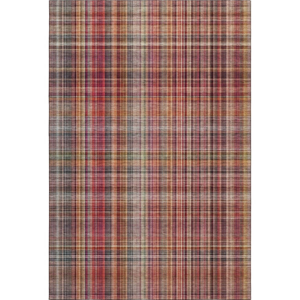 HomeRoots 8' X 10' Washable Red Ivory Gold Plaid Area Rug - Durable, Stain-Resistant, UV Protected & Stylish 648296
