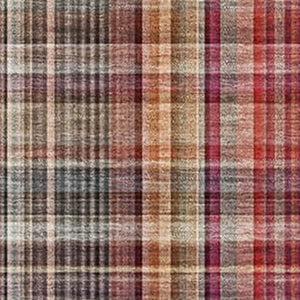 HomeRoots 9' X 12' Red Ivory Gold Plaid Area Rug - Durable, Stain Resistant, UV Protected for High Traffic Spaces 648297