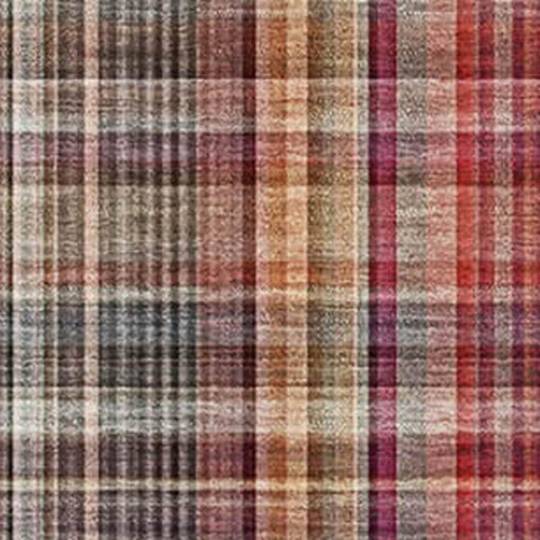 HomeRoots 9' X 12' Red Ivory Gold Plaid Area Rug - Durable, Stain Resistant, UV Protected for High Traffic Spaces 648297
