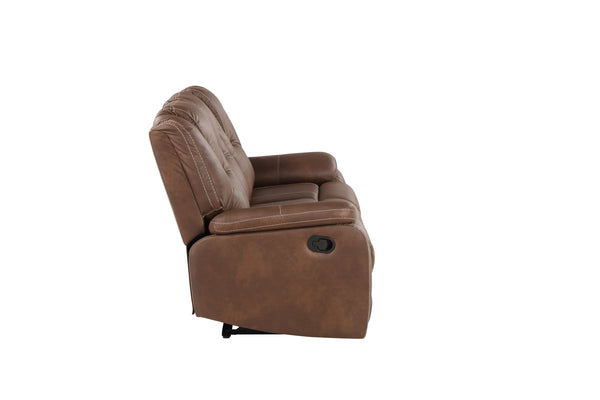 English Elm Steve Silver - Katrine 3-Piece Living Room Set with Faux-Leather Baseball Stitching, Padded Headrests & Recline Dark Brown B081S00237