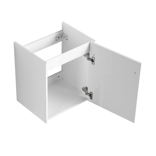 English Elm 18'' Floating Wall-Mounted Bathroom Vanity with Ceramic Sink, Soft-Close Door & Space-Saving Design Glossy White W999P236348