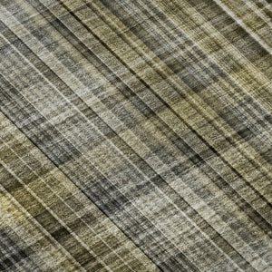 HomeRoots 8' Taupe and Coffee Plaid Washable Round Rug – Stylish, Durable, Stain-Resistant with UV Protection! 648301