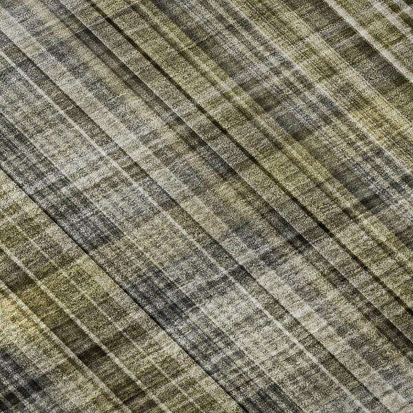 HomeRoots 8' Taupe and Coffee Plaid Washable Round Rug – Stylish, Durable, Stain-Resistant with UV Protection! 648301
