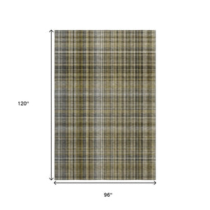 HomeRoots 8' X 10' Taupe And Coffee Plaid Washable Area Rug - UV Protected, Stain Resistant, Perfect for Families 648302