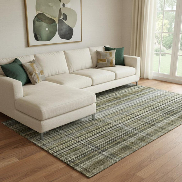 HomeRoots 8' X 10' Taupe And Coffee Plaid Washable Area Rug - UV Protected, Stain Resistant, Perfect for Families 648302