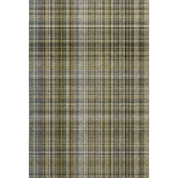 HomeRoots 8' X 10' Taupe And Coffee Plaid Washable Area Rug - UV Protected, Stain Resistant, Perfect for Families 648302