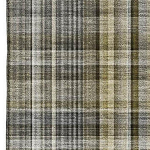 HomeRoots 8' X 10' Taupe And Coffee Plaid Washable Area Rug - UV Protected, Stain Resistant, Perfect for Families 648302