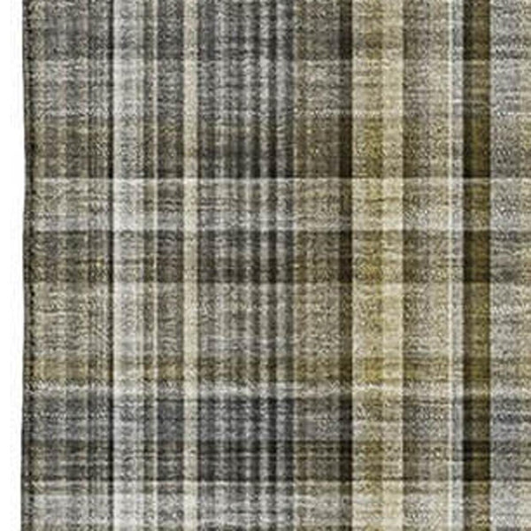 HomeRoots 8' X 10' Taupe And Coffee Plaid Washable Area Rug - UV Protected, Stain Resistant, Perfect for Families 648302