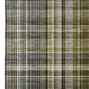 HomeRoots 8' X 10' Taupe And Coffee Plaid Washable Area Rug - UV Protected, Stain Resistant, Perfect for Families 648302