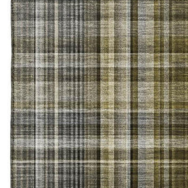 HomeRoots 8' X 10' Taupe And Coffee Plaid Washable Area Rug - UV Protected, Stain Resistant, Perfect for Families 648302