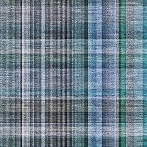 HomeRoots 5' X 8' Teal and Gray Plaid Area Rug - Washable, Stain Resistant, UV Protected for Busy Homes 648306