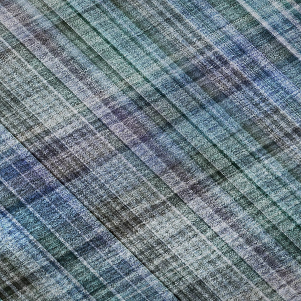 HomeRoots 8' Stylish Teal and Gray Plaid Washable Round Rug with UV Protection for Homes and Patios 648307