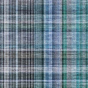 HomeRoots 9' X 12' Teal and Gray Plaid Area Rug - Durable, Washable, UV Protected for Stylish Living Spaces 648309