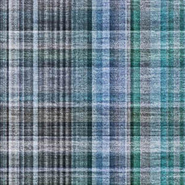 HomeRoots 9' X 12' Teal and Gray Plaid Area Rug - Durable, Washable, UV Protected for Stylish Living Spaces 648309