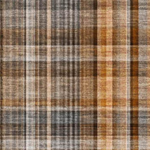 HomeRoots 5' X 8' Terra Cotta & Gray Plaid Washable Area Rug - Durable, UV-Protected, Kid & Pet-Friendly Design 648312