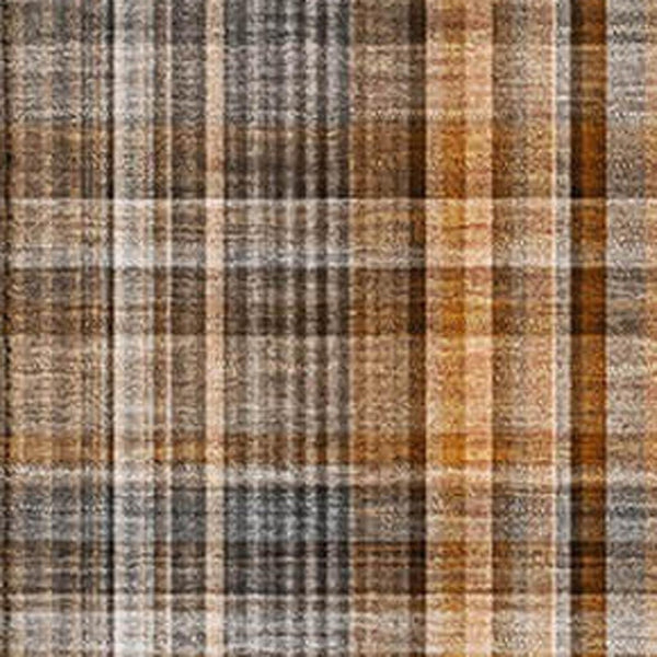 HomeRoots 5' X 8' Terra Cotta & Gray Plaid Washable Area Rug - Durable, UV-Protected, Kid & Pet-Friendly Design 648312