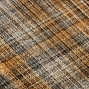 HomeRoots 8' Terra Cotta & Gray Plaid Washable Round Rug with UV Protection for Cozy, Stylish Living Spaces 648313