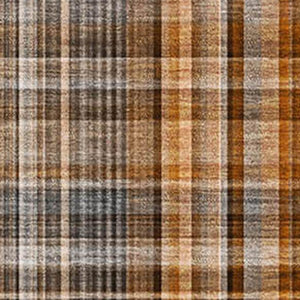 HomeRoots 8' X 10' Washable Terra Cotta and Gray Plaid Area Rug - UV Resistant, Durable for High-Traffic Spaces 648314
