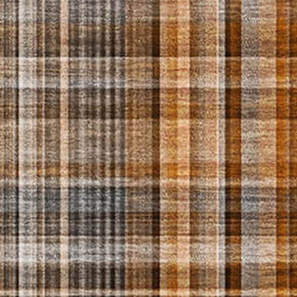HomeRoots 8' X 10' Washable Terra Cotta and Gray Plaid Area Rug - UV Resistant, Durable for High-Traffic Spaces 648314