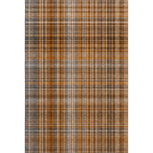 HomeRoots 10' X 14' Terra Cotta & Gray Plaid Washable Area Rug - Durable, UV-Protected, Stylish for Any Space! 648316