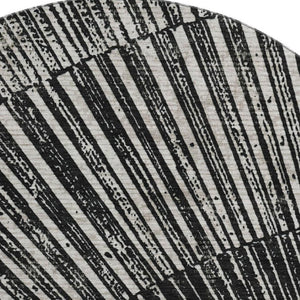 HomeRoots 8' Black And Ivory Geometric Round Rug - Stylish, Washable, UV-Protected, Perfect for Modern Spaces 648319